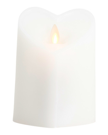 Scalloped Smooth Moving Flame Heart Shaped Pillar Candle | TJ Maxx