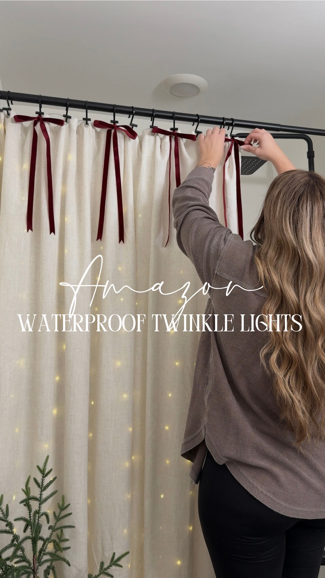 TWINKLE SHOWER CURTAIN LIGHTS 🤩✨

Battery powered & waterproof, I hung mine so that they were inside the shower curtain but outside of the liner! Just strung them along the hooks and instant magic 🥹

Holiday decor, Christmas 2025, bathroom decor, holiday bathroom styling, shower curtain, twinkle curtain lights 

#LTKSeasonal #LTKHoliday #LTKHome