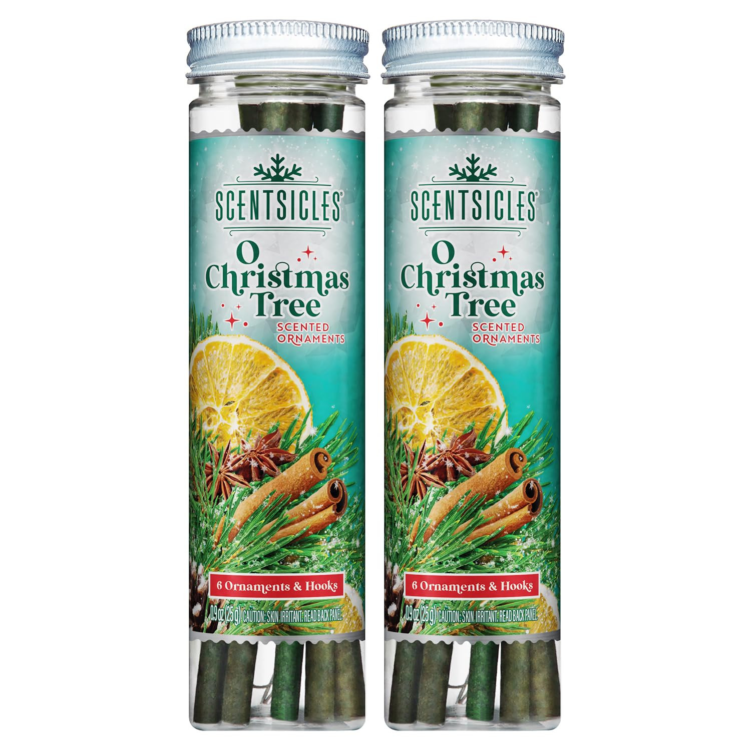 Scentsicles O Christmas Tree Scented Christmas Ornaments with Hooks - 2 Bottles (12 Sticks Total) | Amazon (US)
