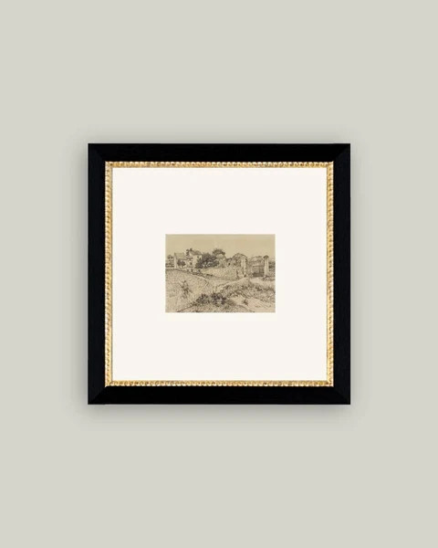 8x8 Tuscan Village Antique Art in Frame | Linen & Clove
