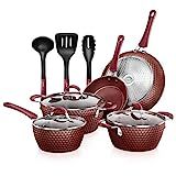 NutriChef Nonstick Cookware Excilon Home Kitchen Ware Pots & Pan Set with Saucepan Frying Pans, Cook | Amazon (US)