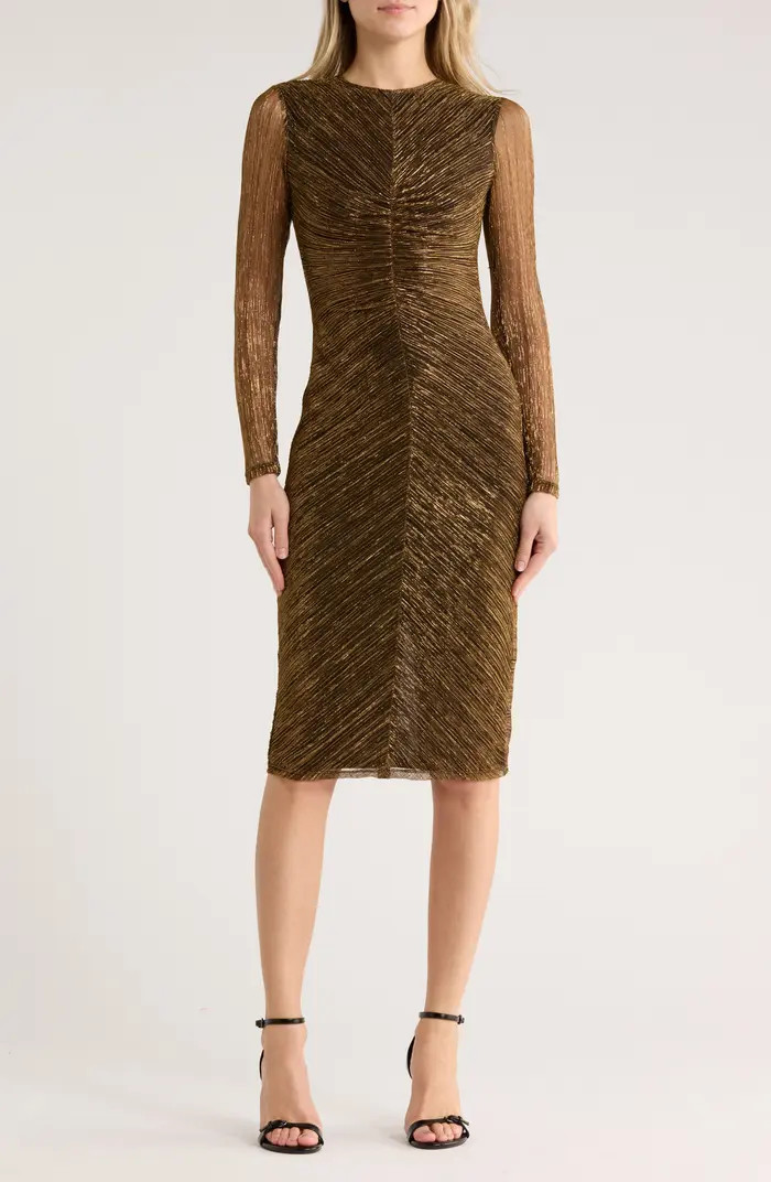 Vince Camuto Metallic Crinkle Cocktail Dress | Nordstromrack | Nordstrom Rack
