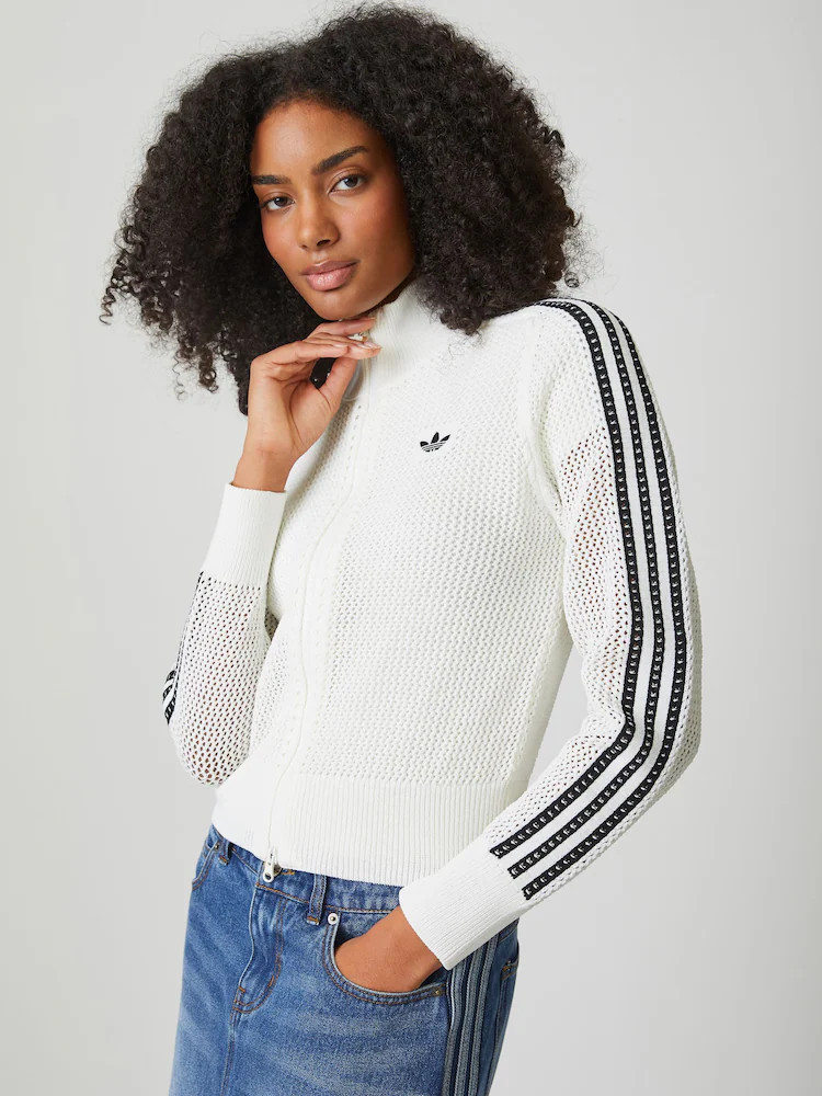 adidas Originals White Knitted Crochet Firebird Track Top | Next US