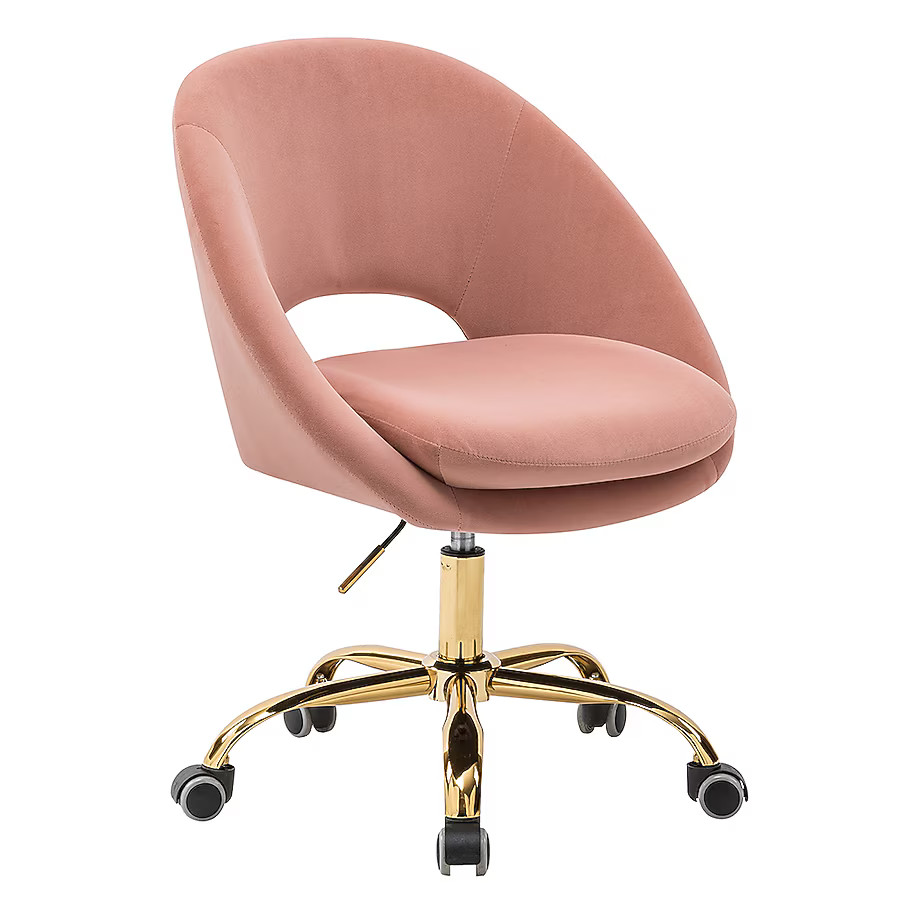 14 Karat Home Pink Contemporary Ergonomic Adjustable Height Swivel Polyester Task Chair | Lowe's