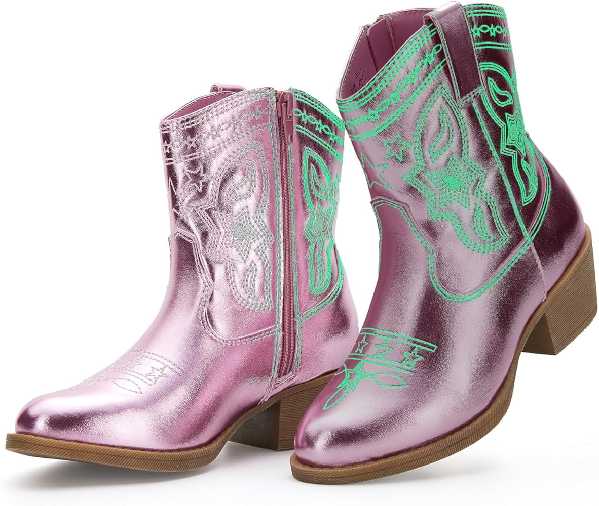 Cowgirl Boots Girls Little Big Kids Cowboy Western Boots Boys Metallic Horse Riding Shoes Short C... | Amazon (US)