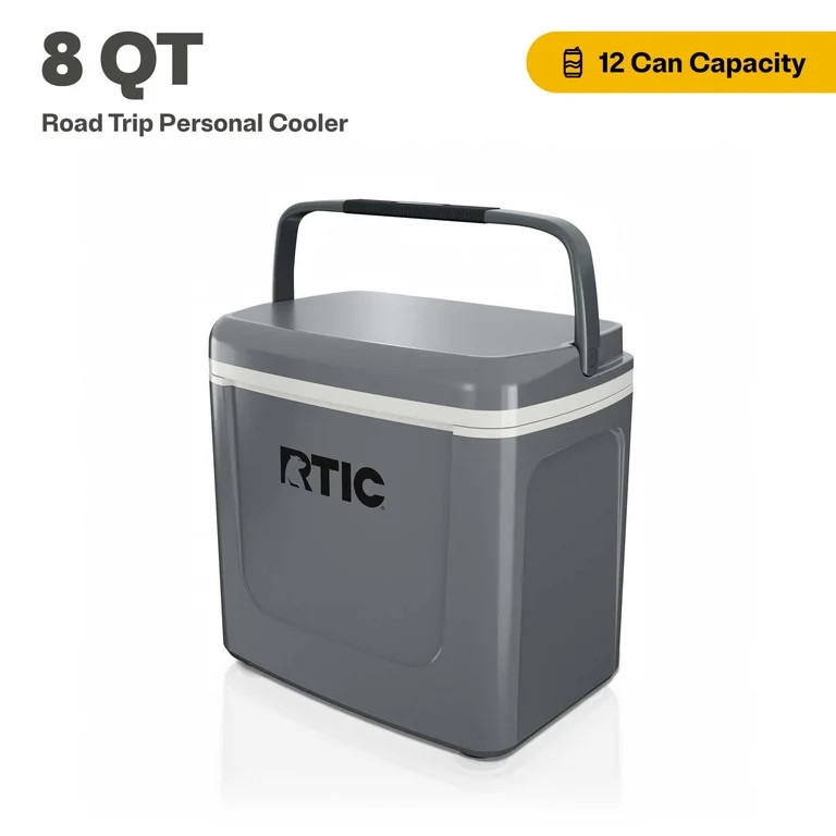 RTIC Road Trip Personal Cooler, 8 QT, 12 Can Hard-Sided Ice Chest Cooler, Dark Grey & Cool Grey | Walmart (US)