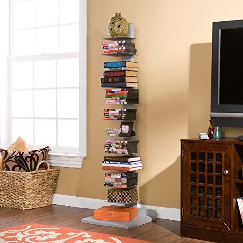 SEI Furniture Metal Spine Book Tower, 16" W x 14" D x 55.25" Tall, Silver | Amazon (US)