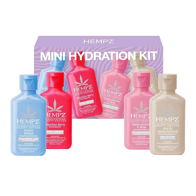 Hempz Mini Moisturizer Set, Hydrating Lotion Kit for Body and Hands, Beauty Actives Variety 4 pac... | Amazon (US)