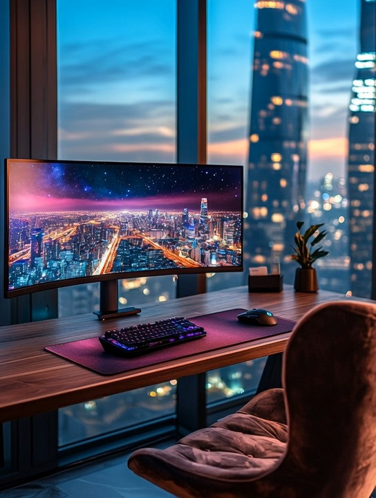 An ultra-wide monitor instantly transforms any home office setup into a space that feels both highly productive and visually striking. Paired with a clean wooden desk, a comfortable chair, and a well-chosen desk mat, this setup feels intentional, modern, and elevated. The desk mat anchors the workspace, adds comfort, protects the surface, and completes the look—one of those small details that makes a big difference.

Ultra-wide monitors aren’t just about screen space; they create a seamless workflow for work, studying, creative projects, or gaming, while also making a home office look ultra-glamorous and professional. This setup works beautifully in a home office, a teen’s study space, or even a multi-purpose room where style matters just as much as function.

Thoughtful, practical, and timeless, this is also a great gift idea for anyone who values productivity, design, and a well-curated workspace. A simple wooden desk, an ultra-wide monitor, and a clean desk mat are all you need to create a space that feels focused, calm, and inspiring—day or night.

#homeofficesetup
#ultrawidemonitor
#modernworkspace 

 #LTKHome