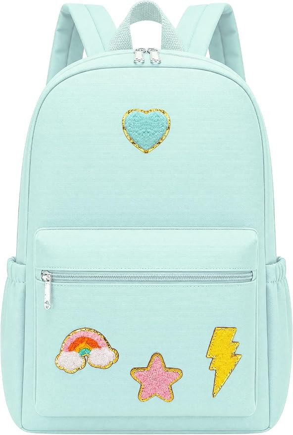Preppy Backpack for Girls Back to School Gift School Book Backpack with Rainbow Chenille Patches(... | Amazon (US)