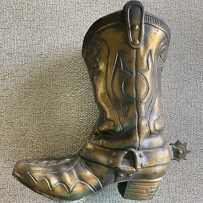 Solid Brass Cowboy Boot Vase Planter Door Stopper 9” | eBay US