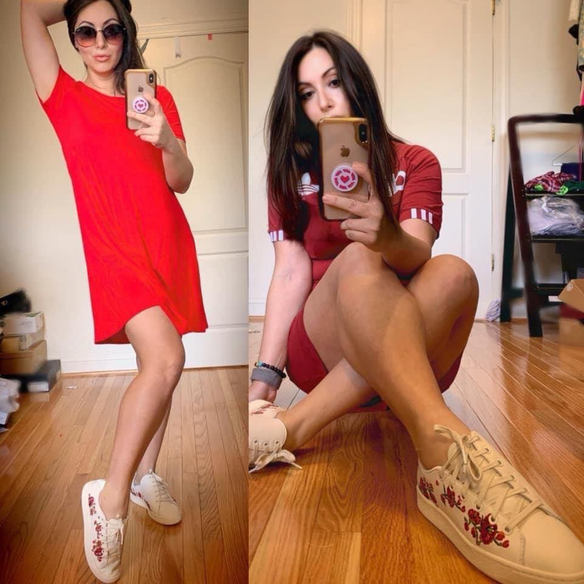 Cute red dresses and floral embossed shoes very similar to mine - perfect for summer -

#LTKSeasonal #LTKBacktoSchool #LTKActive