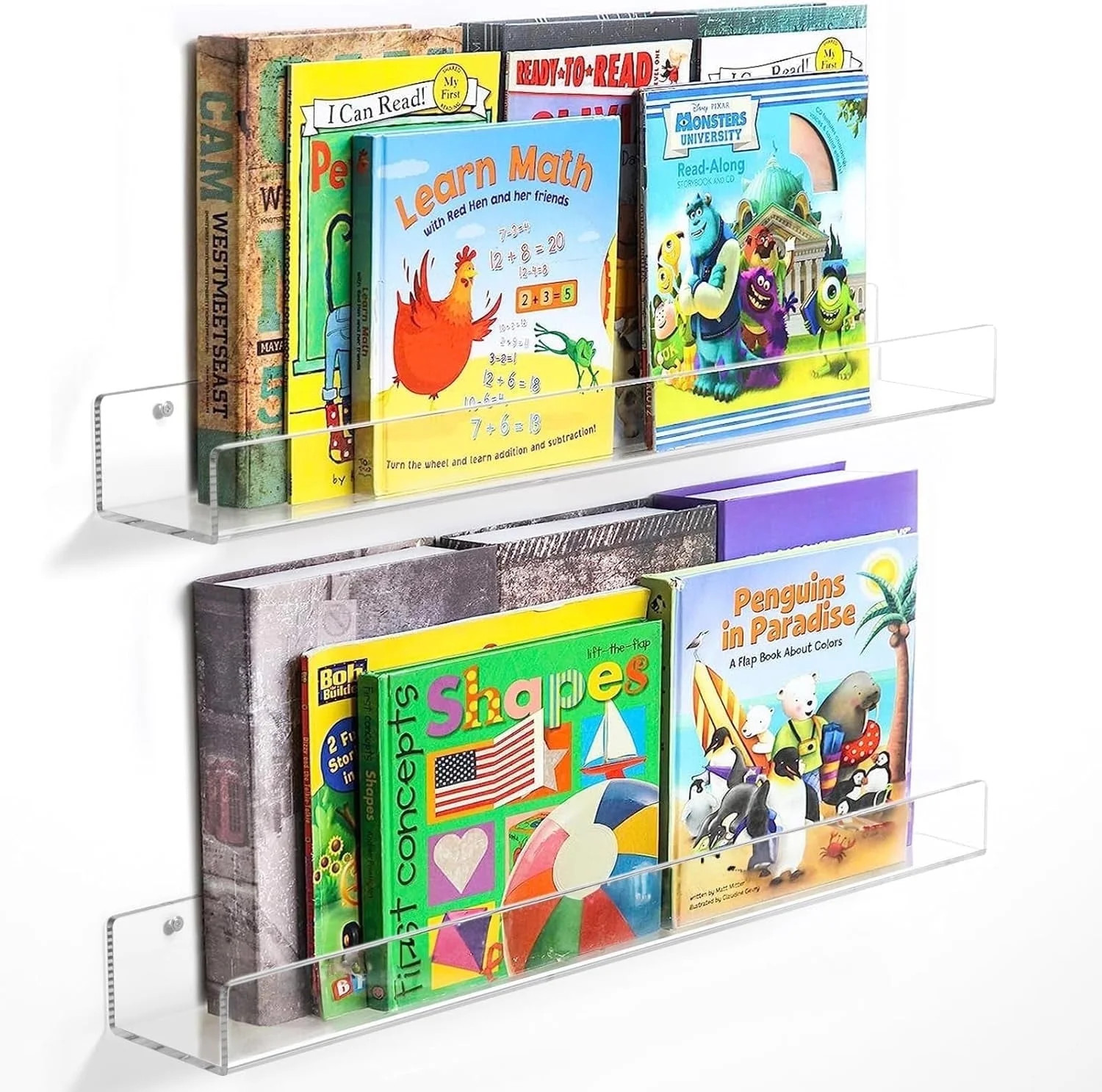 24" Acrylic Shelves for Wall,5MM Thick Sturdy Clear Floating Shelves,Wall Bookshelf Perfume Rack ... | Walmart (US)