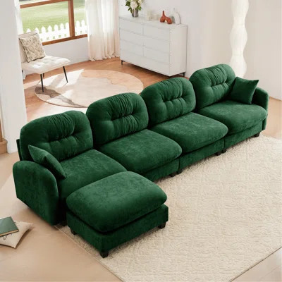Modular Sectional L Shaped Couch With Ottoman,Soft Chenille Fabric,Ergonomic Design,Tufted Cushion Backrest Design,High Quality Wooden Base Easy Insta | Wayfair North America