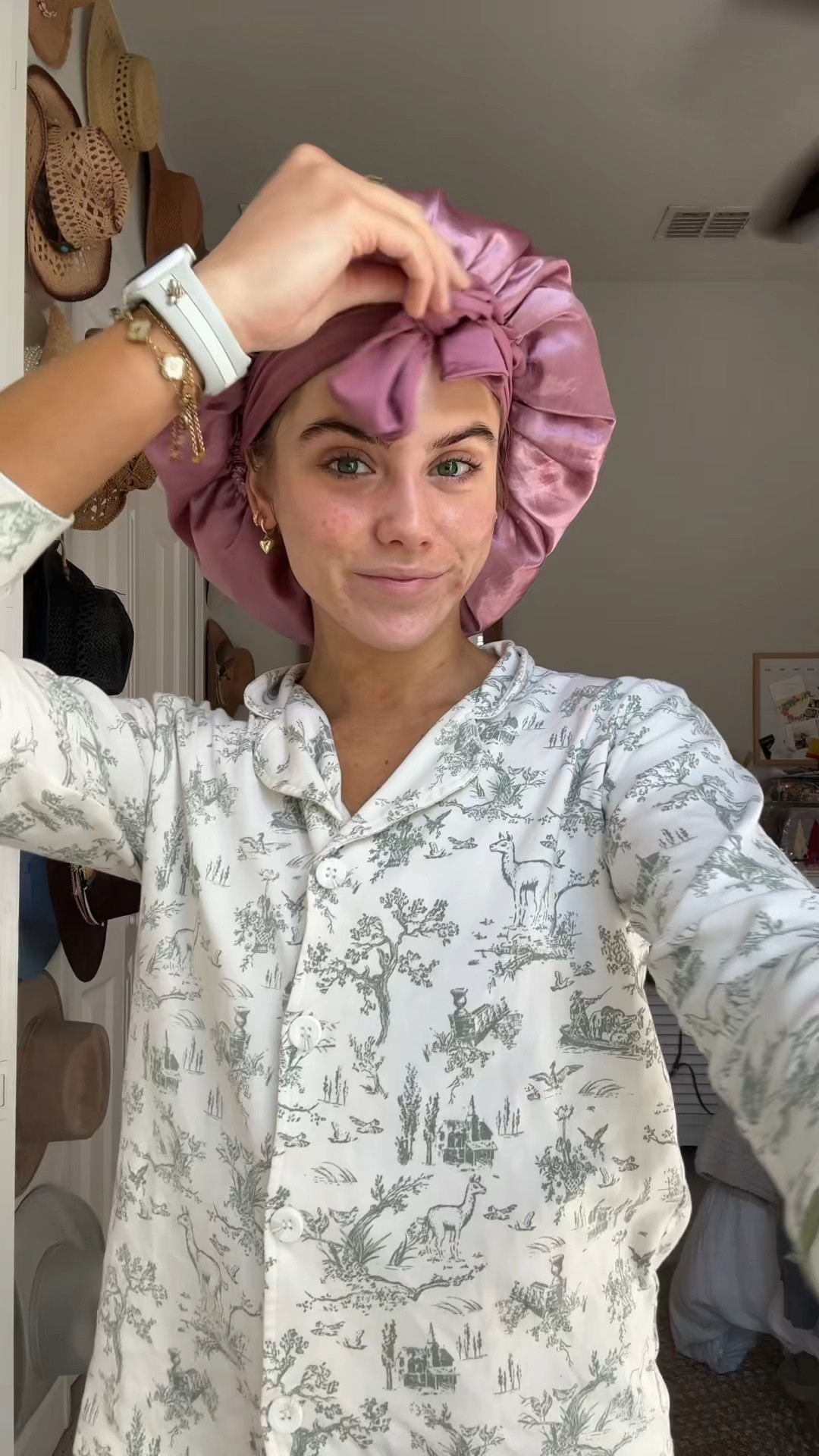 sleeping with a satin hair bonnet every single night has changed the game for my hair health. I’ve been so impressed with the results and this is something that is so low lift and easy to do you just put this on at night before you go to bed and you’ll wake up and your hair won’t be frizzy. It just looks so much more shiny and manageable. It is such a game changer, especially if you wear heatless hair curls to bed too !!!🫶✨💆‍♀️💓 this one under $10 hello easy cheap way to protect your hair ‼️

#satinbonnets #satinbonnet #satinbonnetforyourhair #satinbonnetbenefits #satinbonnetsforhair #hairhealth #hairhealthtips #hairhealthjourney #hairhealthytips #tipsforhealthyhair #easyhairhack #curls #overnightcurls #overnighthair #overnighthairstyles #noheatcurls #haircurler #haircurls #noheathairstyles #haircurlingtutorial #overnightheatlesscurls #hairtok #fyp #tiktokshopbacktoschool #shopicons #tiktokcreatorsearchinsightsincentive @Awaytr Store YANIBEST Satin Bonnet Silk Bonnet for Sleeping Double Layer Satin Lined Hair Bonnet with Tie Band Bonnets for Women Natural Curly Hair

#LTKWatchNow #LTKBeauty #LTKFindsUnder50