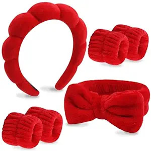 VELSCRUN 6 Pack Spa Headband, Makeup Headband, Face Wash Headband, Skincare Headbands, Red Sponge... | Amazon (US)