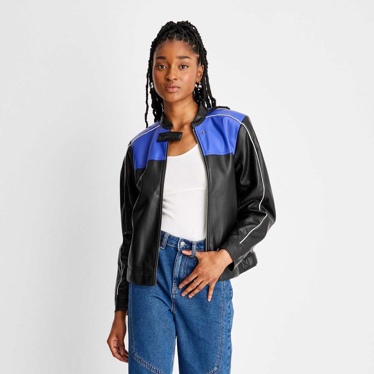 Women's Long Sleeve Faux Leather Jacket - Future Collective™ with Reese Blutstein Black | Target
