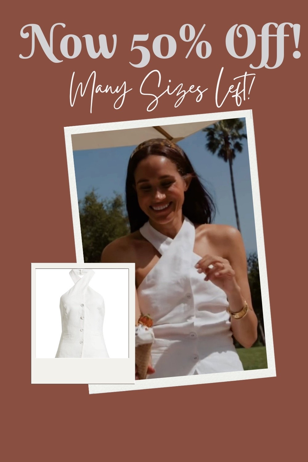 Meghan’s Reformation  Tate linen tank top now 50% off
(Photo via Instagram)