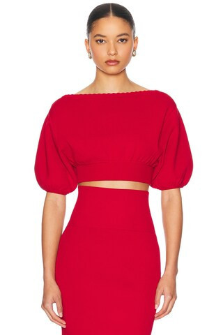 Helsa Luella Short Sleeve Sweater in Red | FWRD 