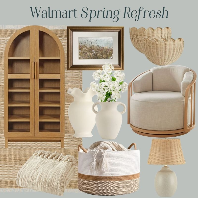 This Walmart spring refresh has me ready to rearrange everything 😍 Neutral furniture, woven textures, and classic decor pieces that make your home feel warm and pulled together without trying too hard.

// Walmart, Walmart Finds, Walmart Home, Walmart Spring, Walmart Spring Decor, Walmart Spring Home, Walmart Home Decor, Walmart Home And Decor, Walmart Home Finds, Home, Home Finds, Home Must Haves, Cozy Home, Cozy Home Decor, Arched Cabinet, Area Rug, Wall Art Decor, Scalloped Wall Basket, Ceramic Vase, Artificial Flowers, Swivel Accent Chair, Throw Blanket, Storage Basket, Ceramic Table Lamp 

 #LTKdayinmylife #LTKSeasonal #LTKHome