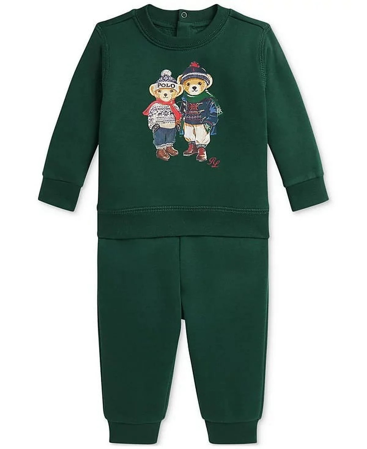 Polo Ralph Lauren GREEN Baby 2-Pc. Polo Bear Sweatshirt & Jogger Pants, US 6M | Walmart (US)