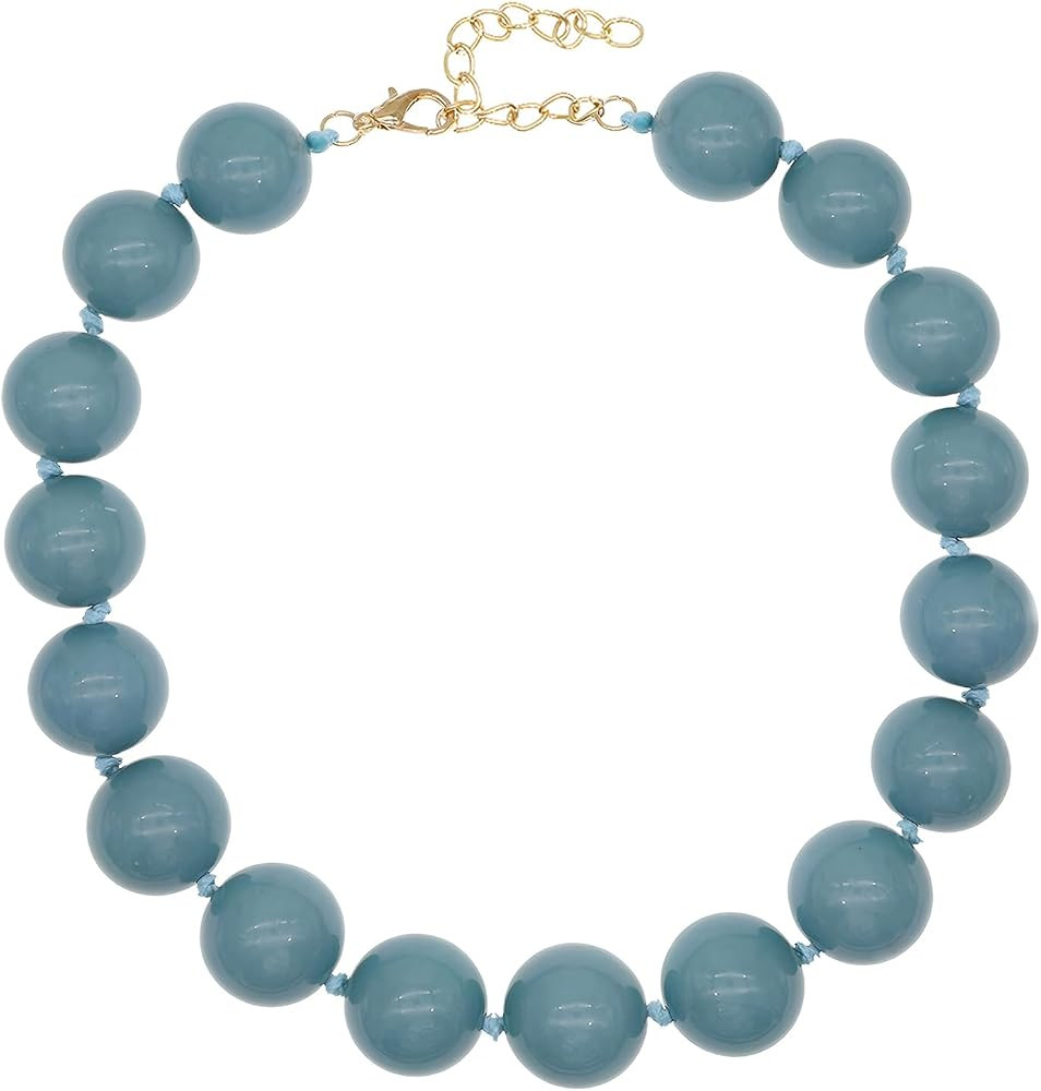 Chunky Resin Beaded Necklaces for Women Oversized Large Ball Necklace Choker Big Bold Statement B... | Amazon (US)