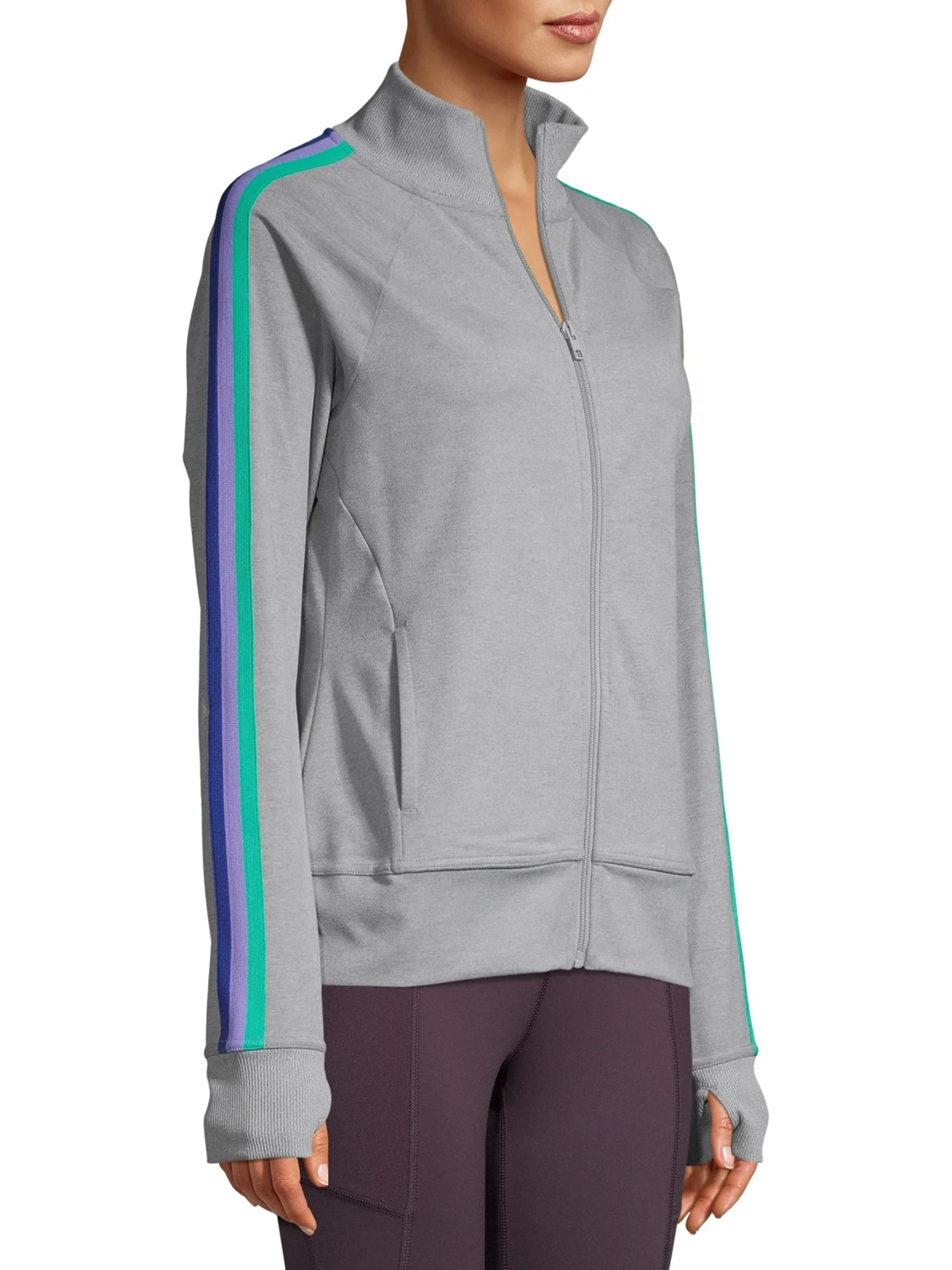 Athletic Works Women's Athleisure Retro Stripe Track Jacket | Walmart (US)