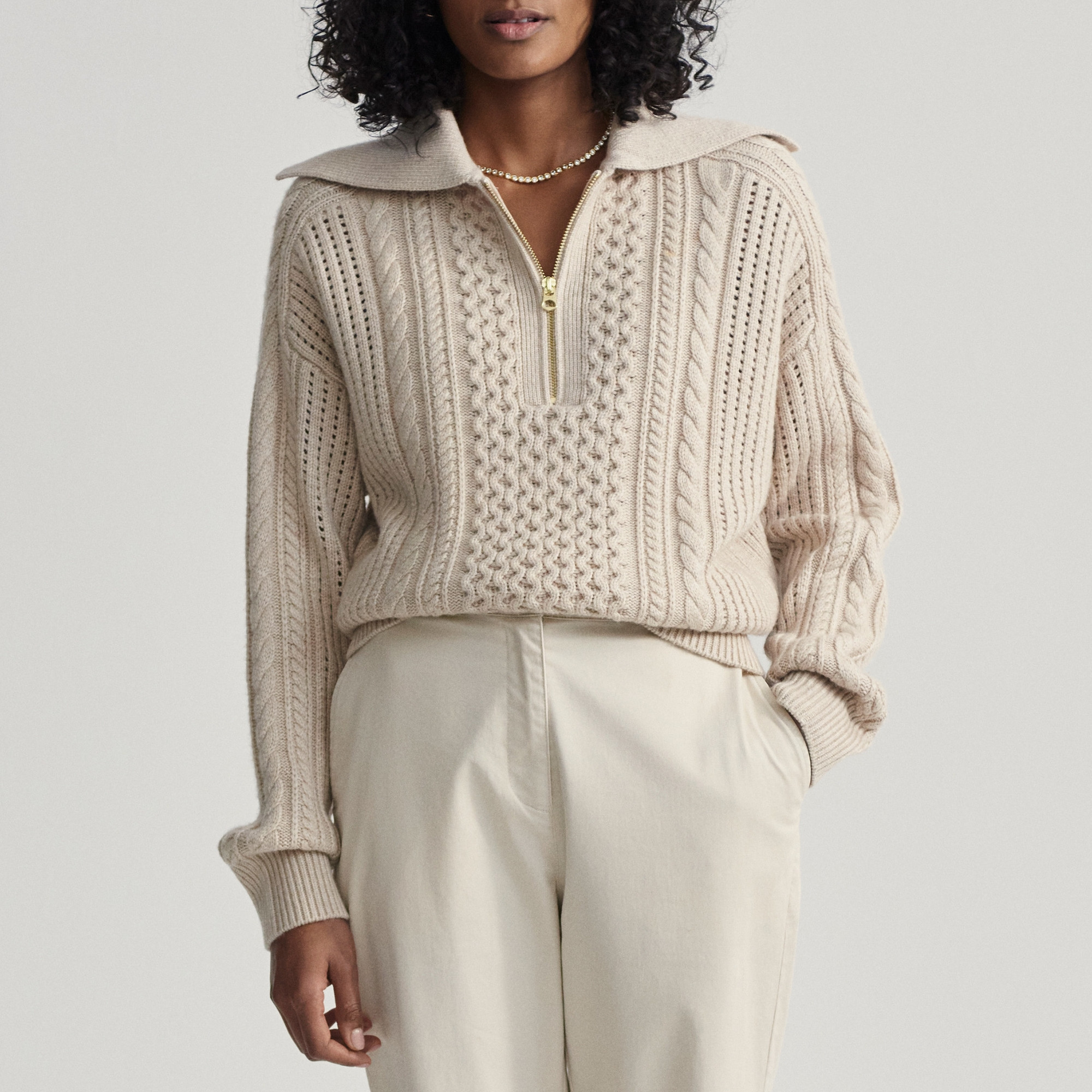 Varley Camello Relaxed Cable-Knit Jumper - S | Coggles | Coggles (Global)