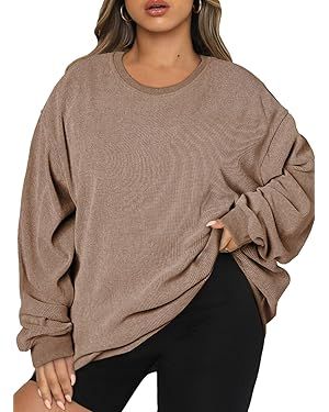 Eytino Women Plus Size Sweatshirts Long Sleeve Crew Neck Casual Oversized Soft Pullover Tops Shir... | Amazon (US)