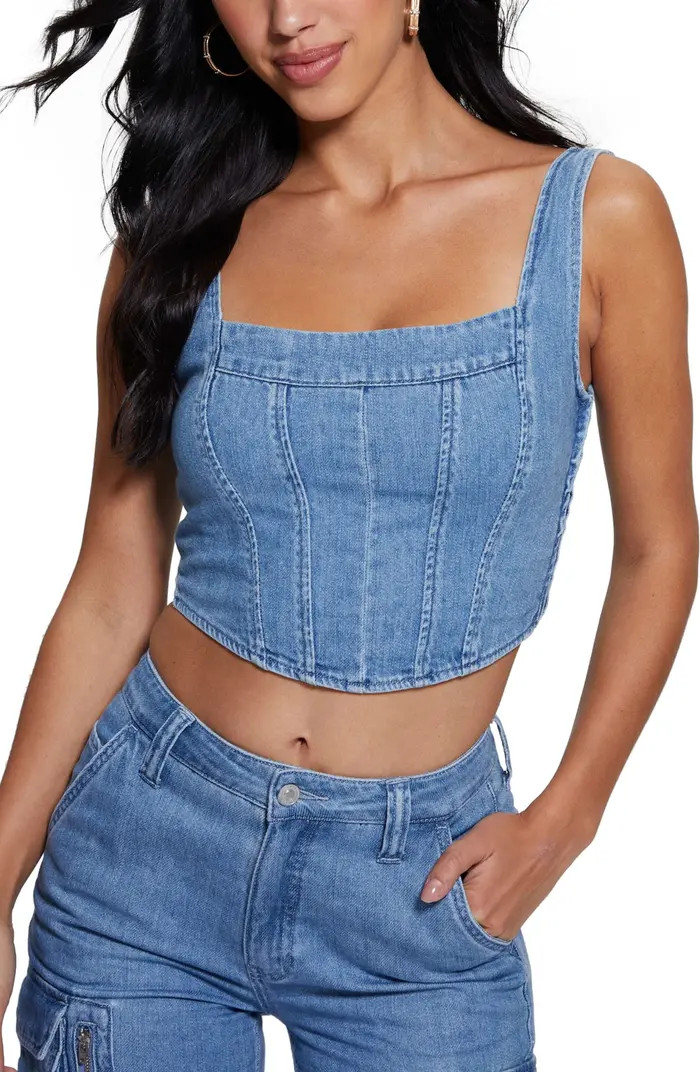 GUESS Neil Denim Crop Top | Nordstrom | Nordstrom