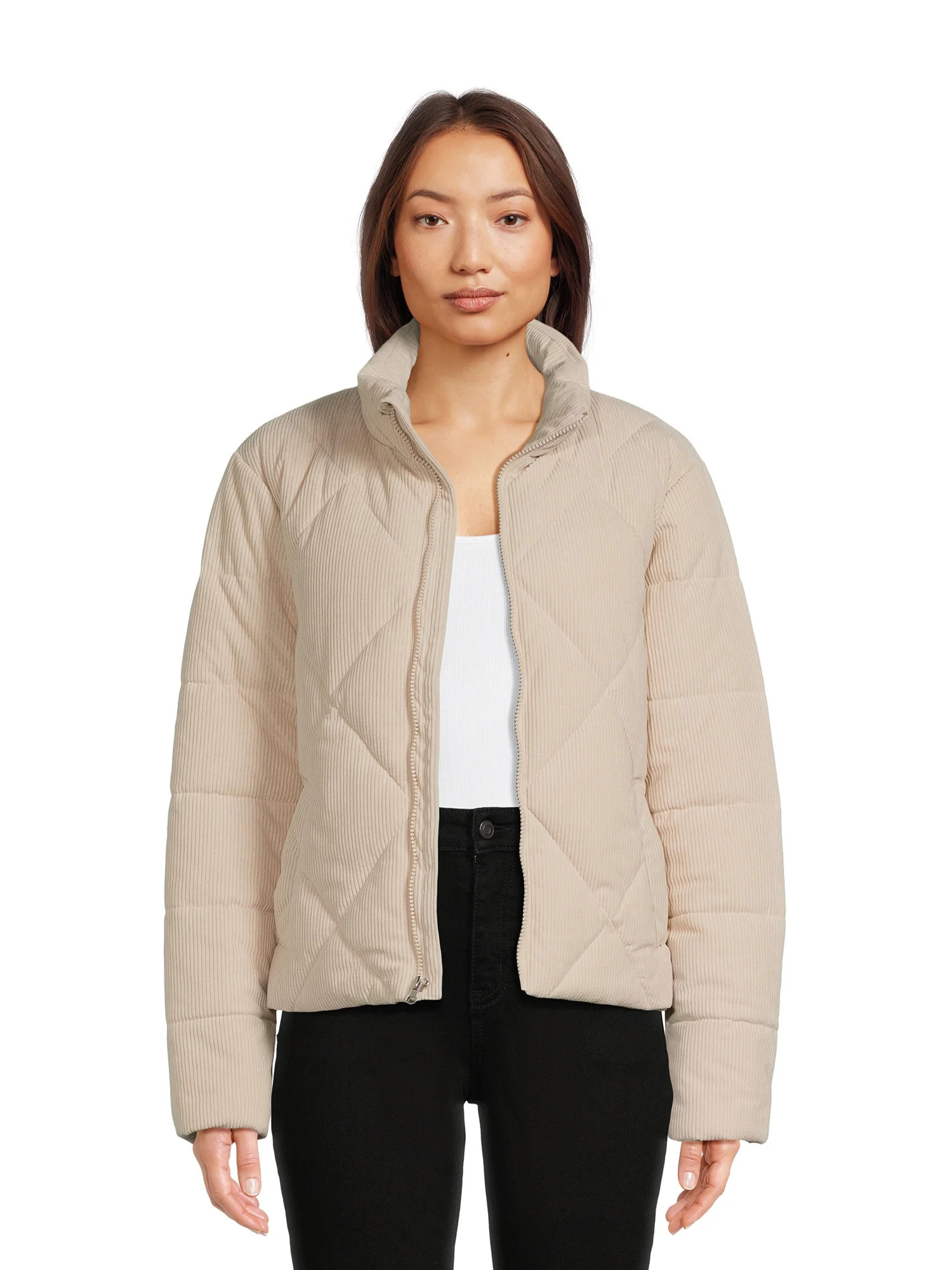 Time and Tru Women's Short Corduroy Puffer Jacket | Walmart (US)