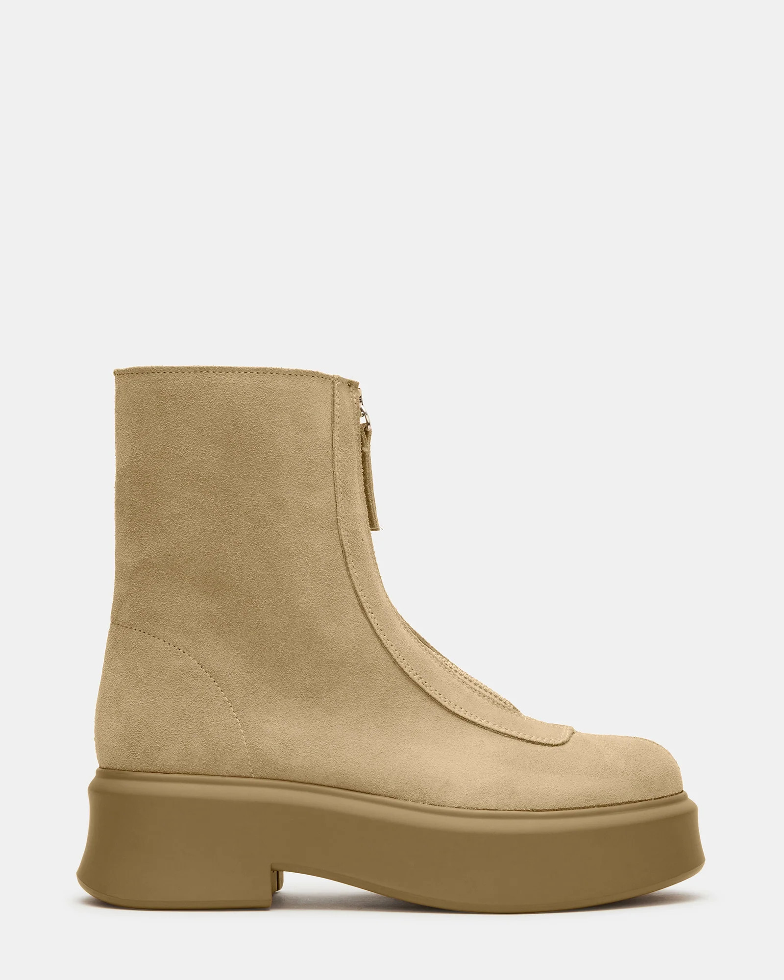 JONES Tan Suede Zipper Lug Ankle Boot | Women's Booties | Steve Madden (US)
