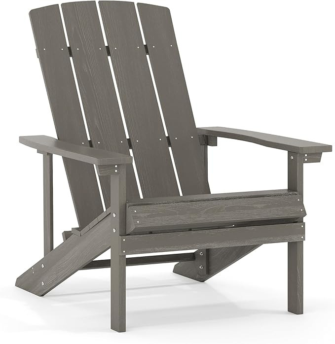 Flash Furniture Charlestown Indoor/Outdoor Faux Wood Adirondack Chair, Weather-Resistant Polyresi... | Amazon (US)