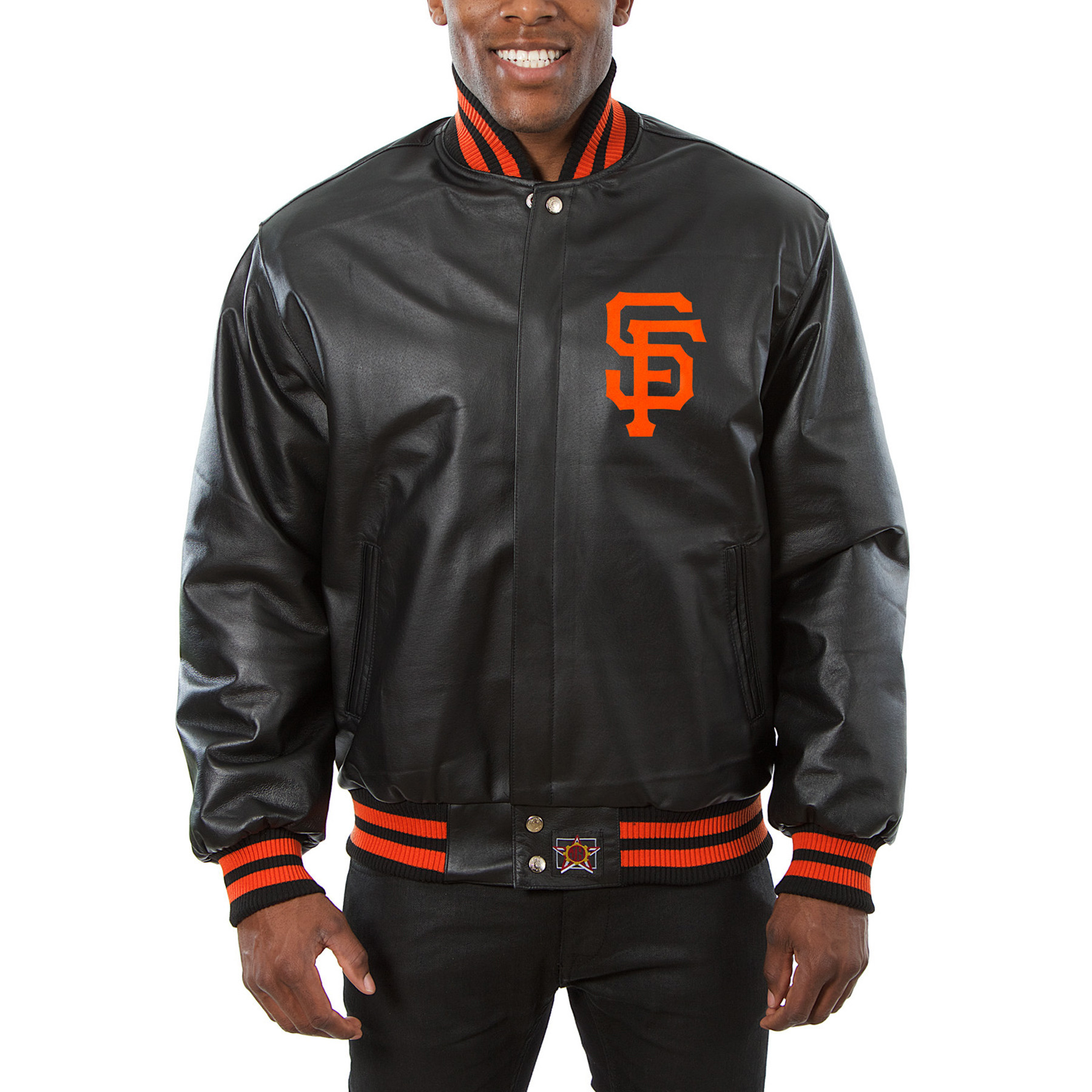Men's JH Design Black San Francisco Giants Big & Tall Full-Snap All-Leather Jacket | Fanatics