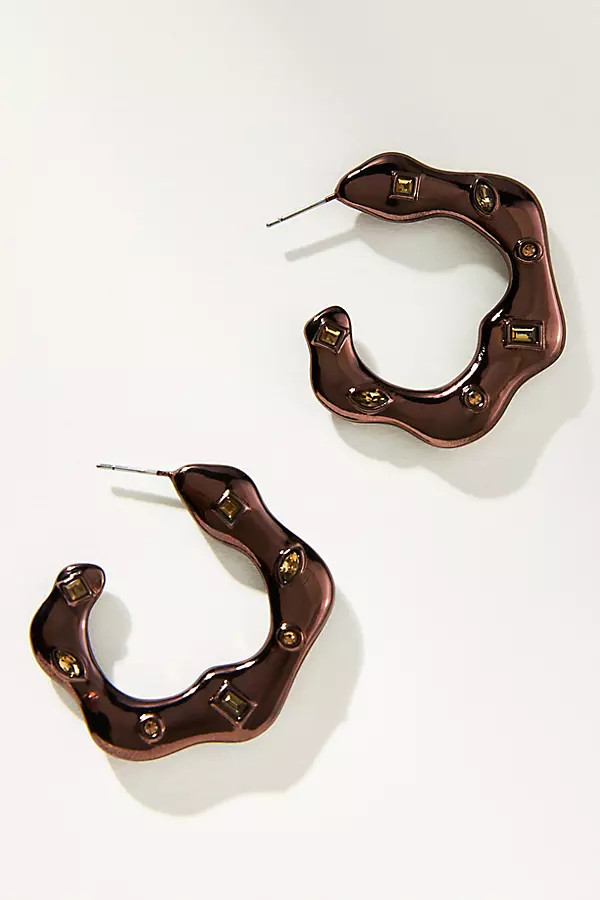 Medium Wavy Stone Hoop Earrings | Anthropologie (US)