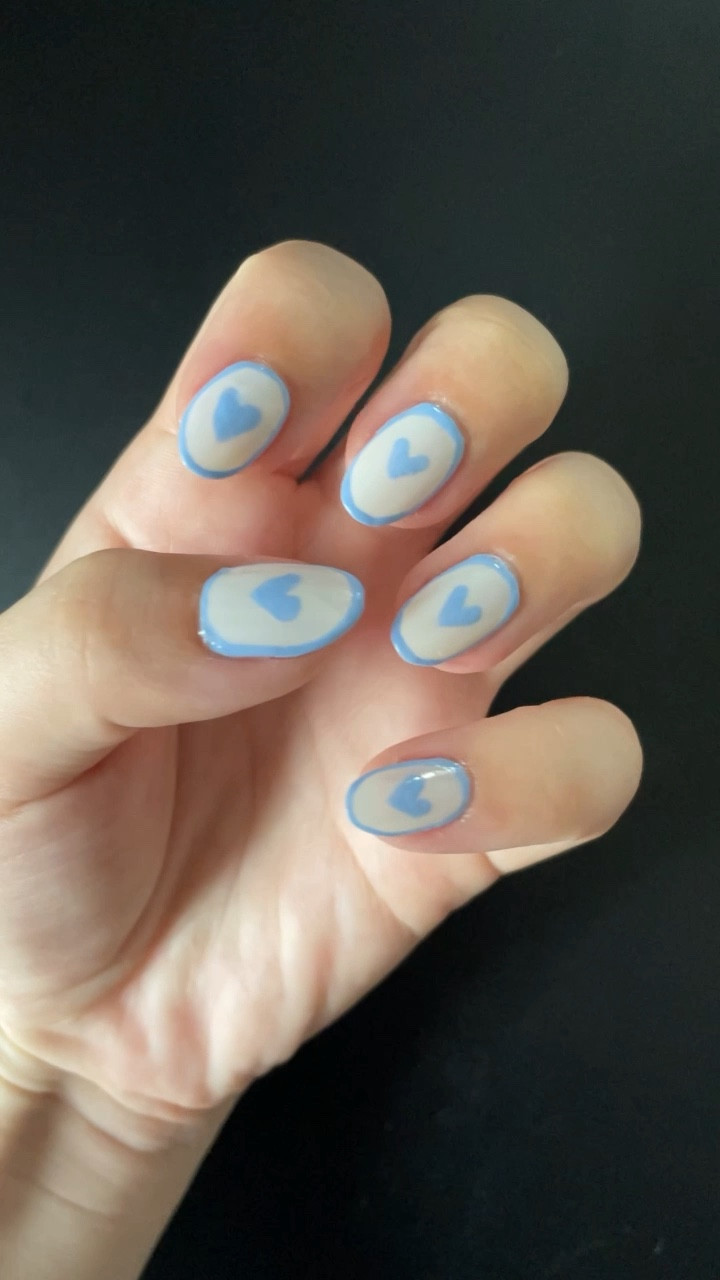 Obsessed with how simple, yet fun this mani is 💙🤍💙🤍 I used Essie Tuck It In My Tux & Essie Bikini So Teeny! 

#LTKFind #LTKSeasonal #LTKbeauty