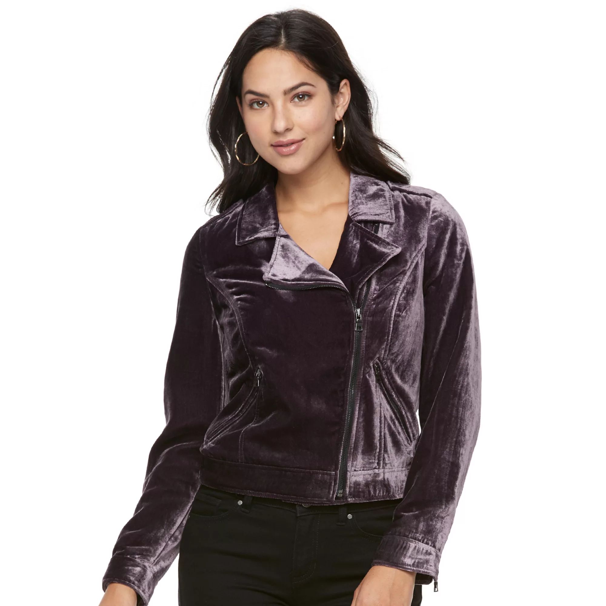 Women's Apt. 9® Velvet Moto Jacket | Kohl's