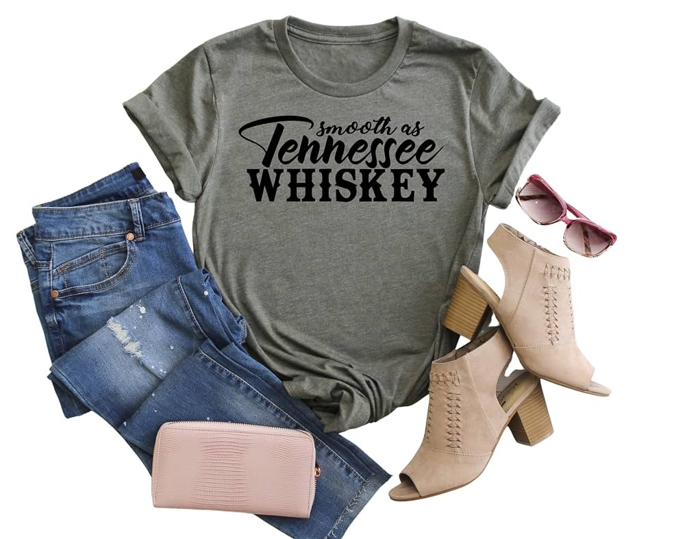 Smooth as Tennessee Whiskey Shirt | Country Girl Western Womans T Shirt | Available in Misses Uni... | Amazon (US)