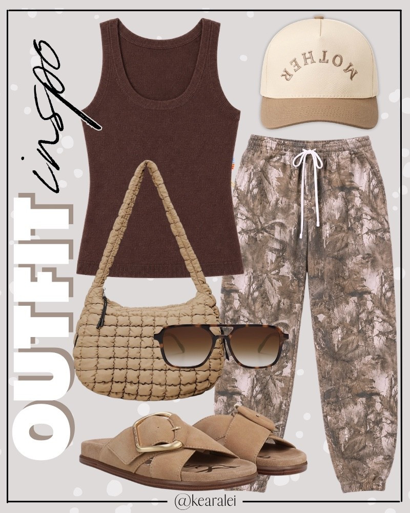 Summer outfits 2026 fall outfits Amazon comfy outfit casual outfits Amazon fashion khaki green brown camo joggers sweatpants camouflage sweat pants sweats Y2K pants canvas tan upside down mother hat baseball hat trucker hats High Waisted Wide Leg Drawstring Jogger Sweatpants chocolate brown ribbed tank top bodysuit tan studded suede faux leather strappy sandals buckle Sam Edelman Darla slides look alike Birkenstocks with beige tan baseball hat cap brown aviator sunglasses chunky gold chain necklace quilted puffer carryall bag purse crossbody cool mom outfit casual outfits || #amazon #outfit #summer #fall #comfy #freepeople #barrel #sweats #affordable #camo
.
.
.

Fitness Wear, Activewear, exercise outfit, workout leggings, sports bra, Lulu lemon, free people motion active athleisure Amazon fashion, teacher outfits, business casual, casual outfits, neutrals, street style, Midi skirt, Maxi Dress, Swimsuit, Bikini, Travel, skinny Jeans, Puffer Jackets, Concert Outfits, Cocktail Dresses, Sweater dress, Sweaters, cardigans Fleece Pullovers, hoodies, button-downs, Oversized Sweatshirts, Jeans, High Waisted Leggings, dresses, joggers, fall Fashion, winter fashion, leather jacket, Sherpa jackets, Deals, shacket, Plaid Shirt Jackets, apple watch bands, lounge set, Date Night Outfits, Vacation outfits, Mom jeans, shorts, sunglasses, Disney outfits, Romper, jumpsuit, Airport outfits, biker shorts, Weekender bag, plus size fashion, Stanley cup tumbler Target, Abercrombie and fitch, Amazon, Shein, Nordstrom, H&M, forever 21, forever21, Walmart, asos, Nordstrom rack, Nike, adidas, Vans, Quay, Tarte, Sephora, lululemon, free people, j crew jcrew factory, old navy

#LTKootd #LTKgrwm #LTKSeasonal