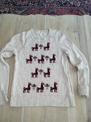 J.CREW Womens Wool Sweater SZ S Tan Llama Intarsia Pullover Embellished B3785  | eBay | eBay US