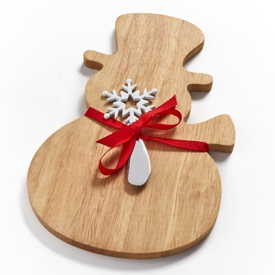 Lakeside Snowman Shaped Cheese and Charcuterie Board with Snowflake Spreader | Target