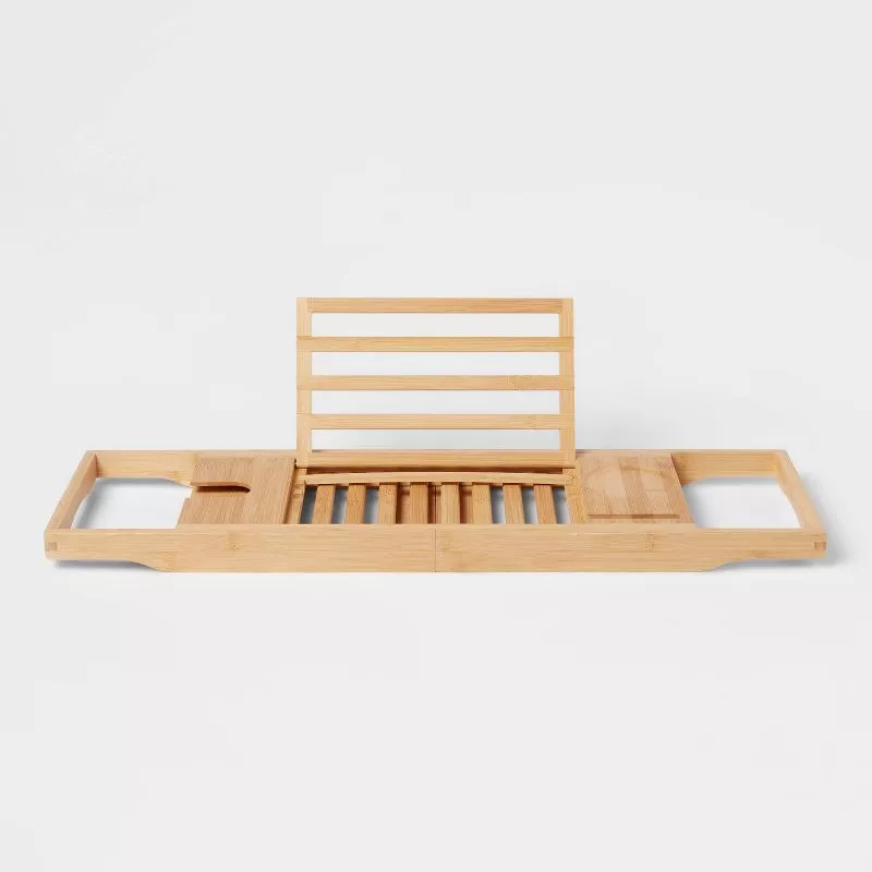 ToiletTree Products Bamboo Bathtub Caddy with Extending Sides