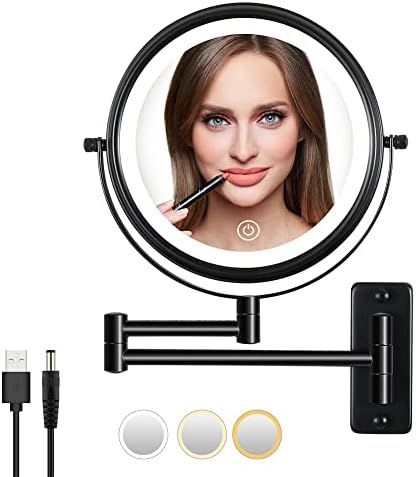 Wall Mounted Lighted Makeup Mirror , 1X/10X Magnifying Mirror with Lights 8 inch Vanity Mirror, 3... | Amazon (US)