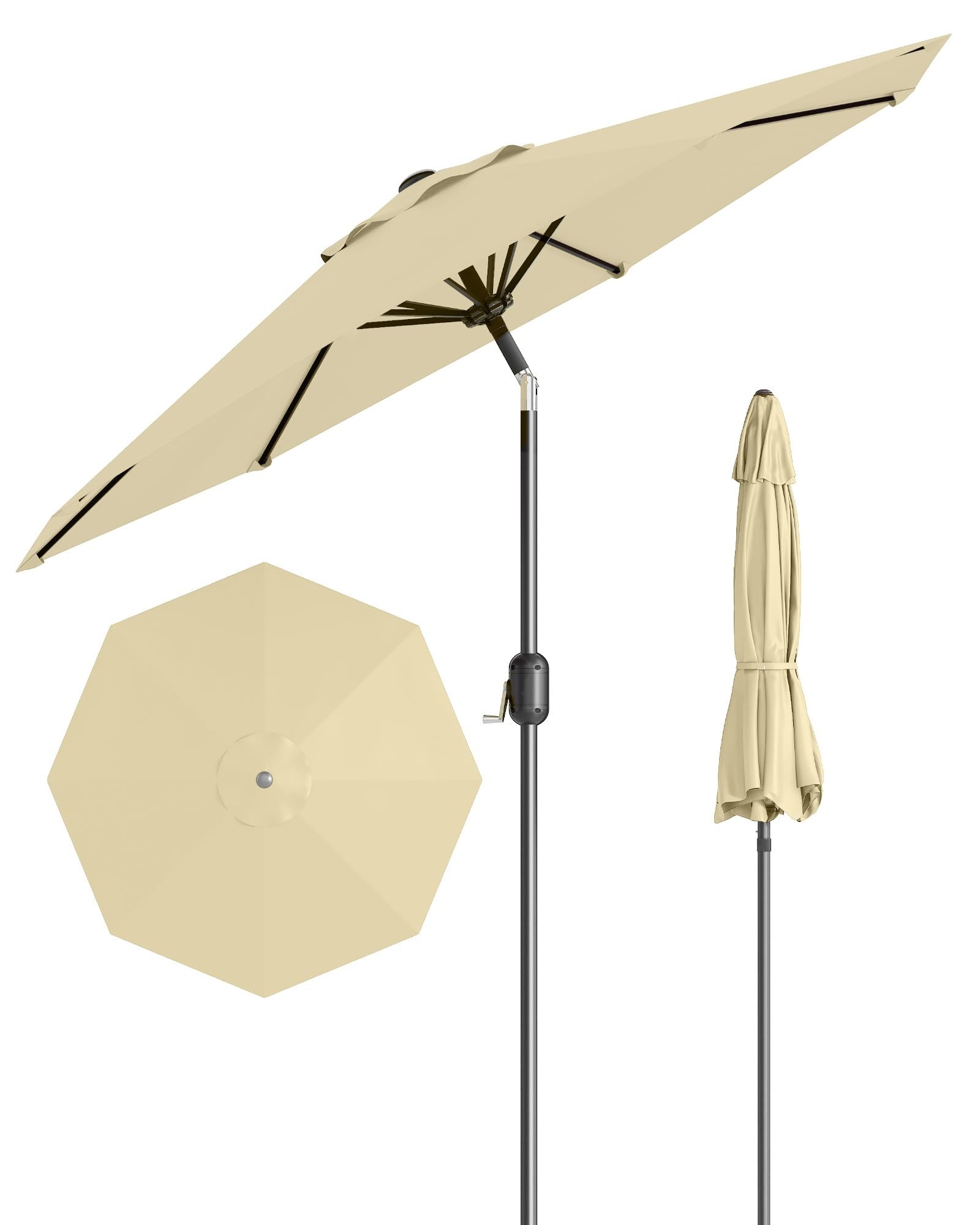 9FT Outdoor Patio Umbrella, Outdoor Table Umbrella, Market Umbrella with Push Button Tilt and Cra... | Amazon (US)