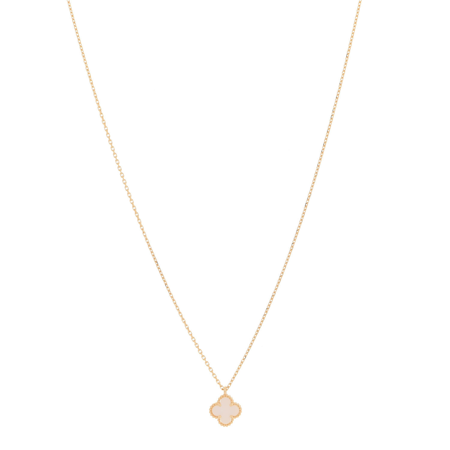 18K Yellow Gold Mother of Pearl Sweet Alhambra Pendant Necklace | FASHIONPHILE (US)