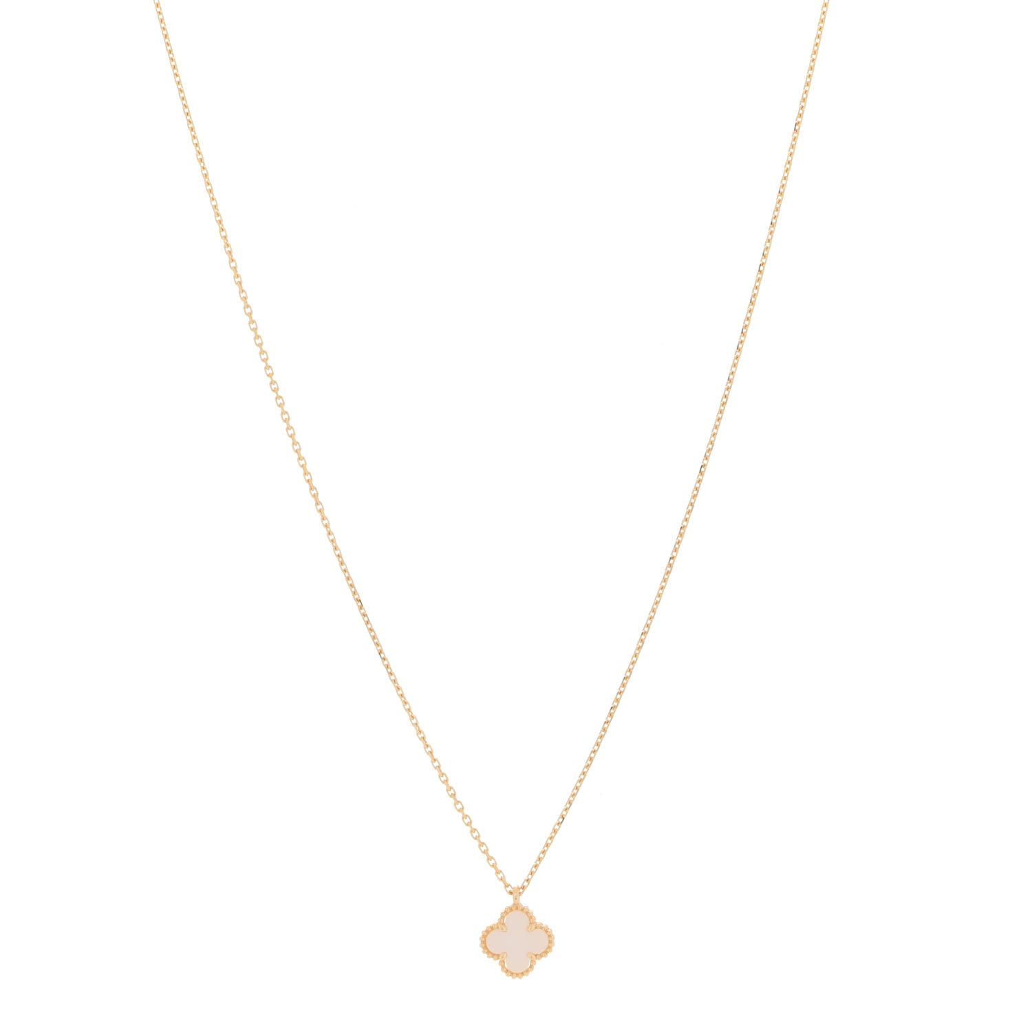 18K Yellow Gold Mother of Pearl Sweet Alhambra Pendant Necklace | FASHIONPHILE (US)