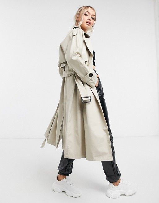 4th + Reckless belted trench coat in cream | ASOS | ASOS (Global)