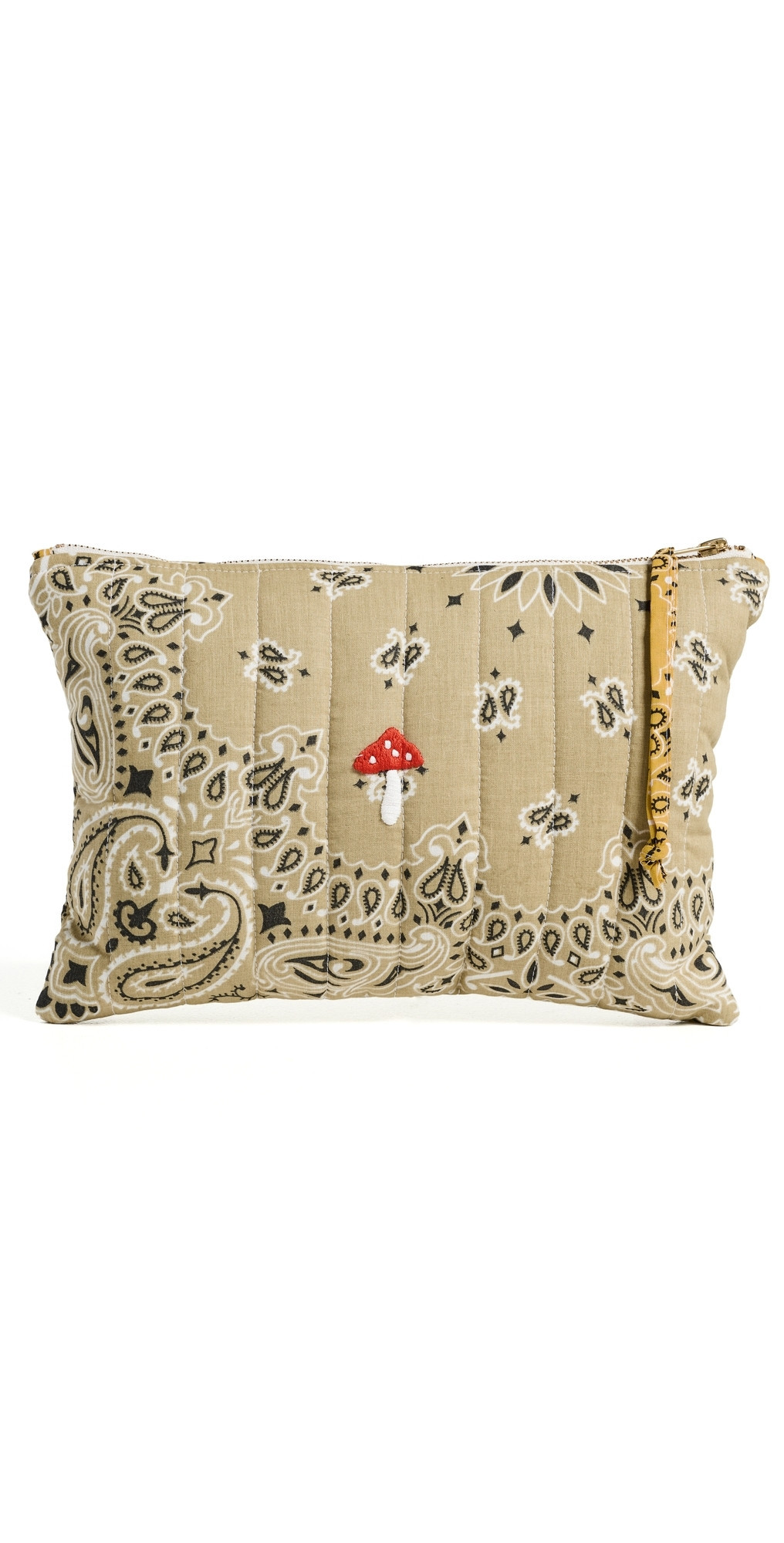 Call It By Your Name Quilted Zipper Pouch Beige/Moutarde One Size
