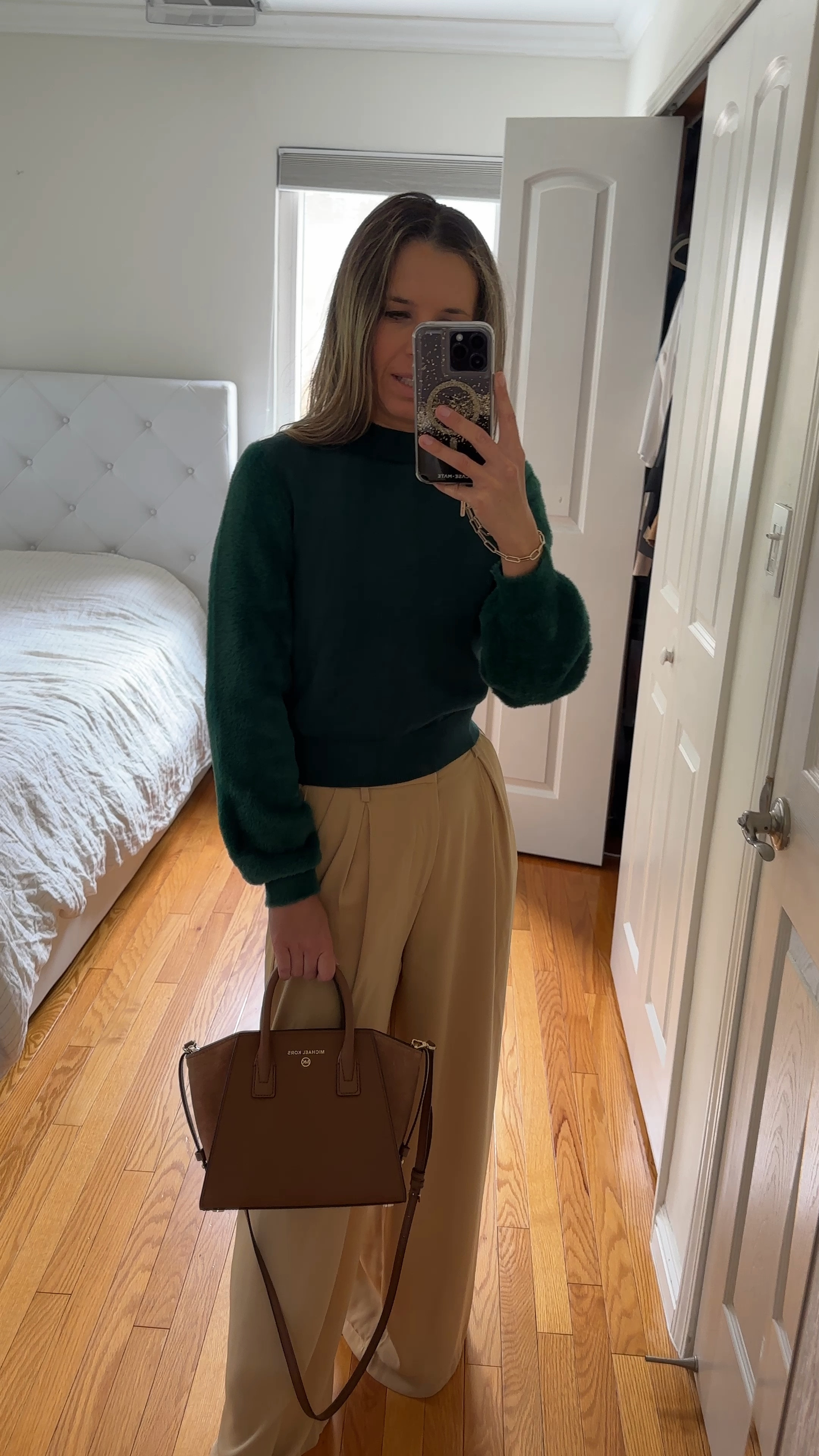 Beige cream pants are true to size / wearing sz small
I’m 5’5” 122 lbs 
Sweater is true to size / wearing sz small



Thanksgiving outfit idea fall fashion fall outfits fall outfit fashion over 40 fashion over 50 minimalistic style mom fashion christmas outfit green sweater 
Work outfit gift guide


#LTKCyberWeek #LTKVideo #LTKGiftGuide