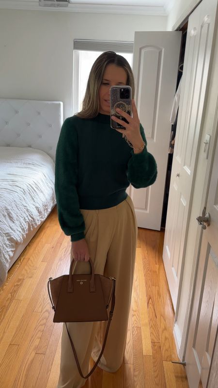 Beige cream pants are true to size / wearing sz small
I’m 5’5” 122 lbs 
Sweater is true to size / wearing sz small



Thanksgiving outfit idea fall fashion fall outfits fall outfit fashion over 40 fashion over 50 minimalistic style mom fashion christmas outfit green sweater 
Work outfit gift guide


#LTKCyberWeek #LTKVideo #LTKGiftGuide